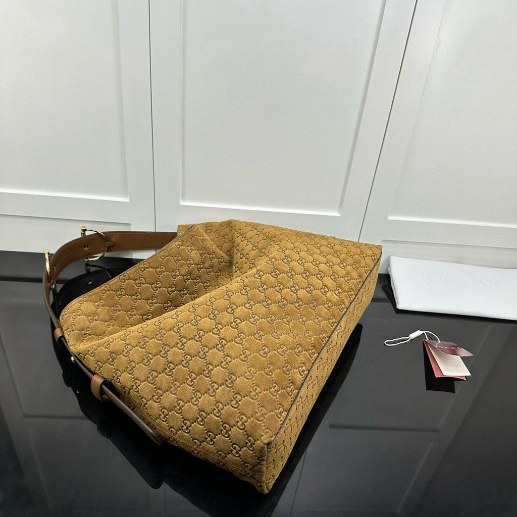 Brown Suede Beatrix Large Tote Bag