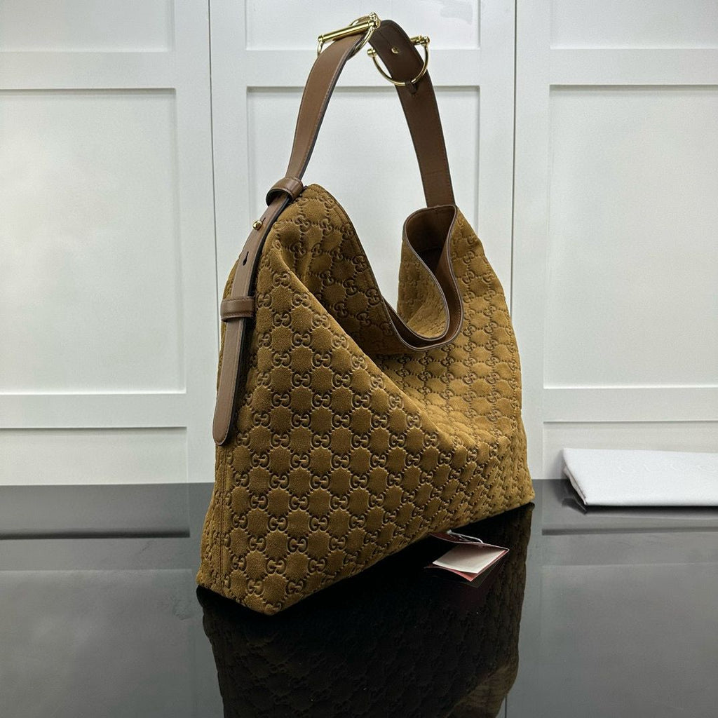 Brown Suede Beatrix Large Tote Bag