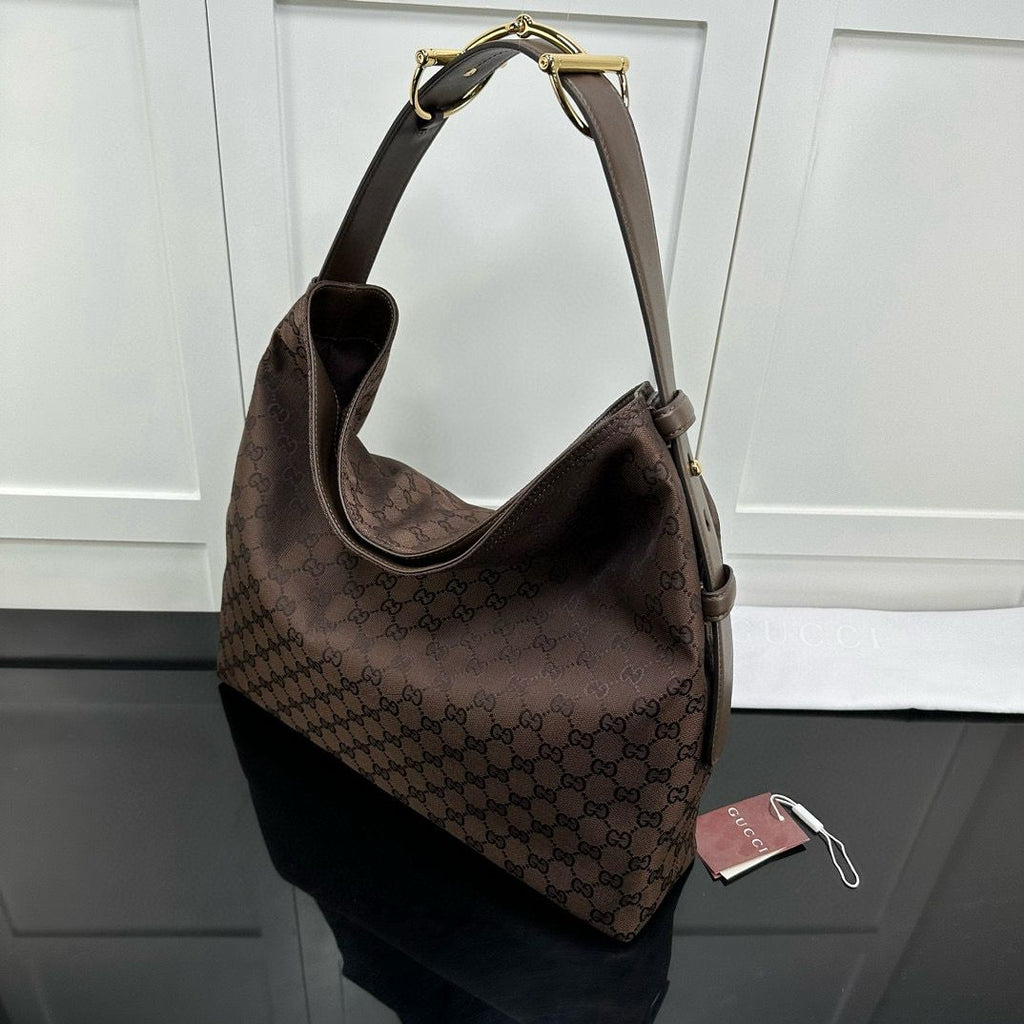 Brown & Dark Brown Canvas Beatrix Large Tote Bag