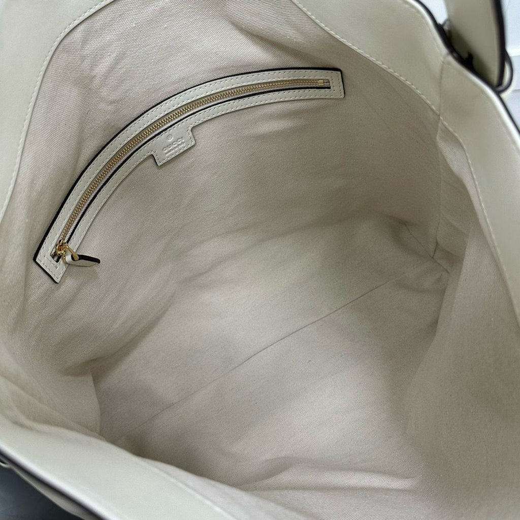 White Leather Beatrix Large Tote Bag