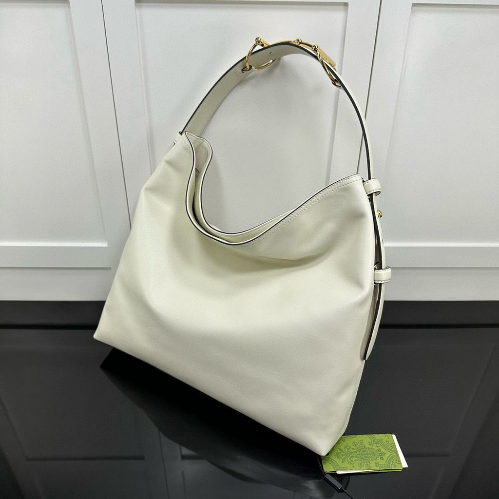 White Leather Beatrix Large Tote Bag