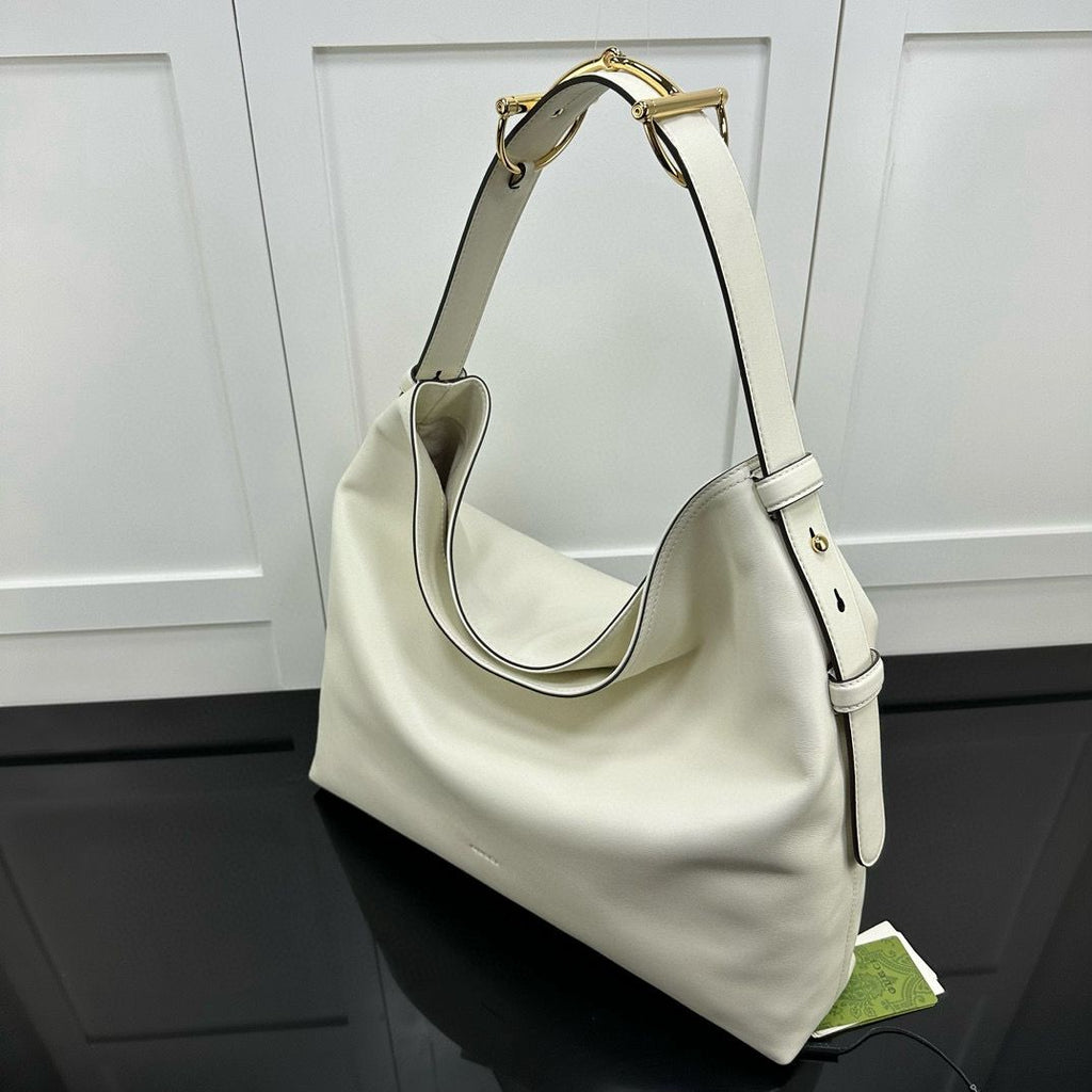 White Leather Beatrix Large Tote Bag