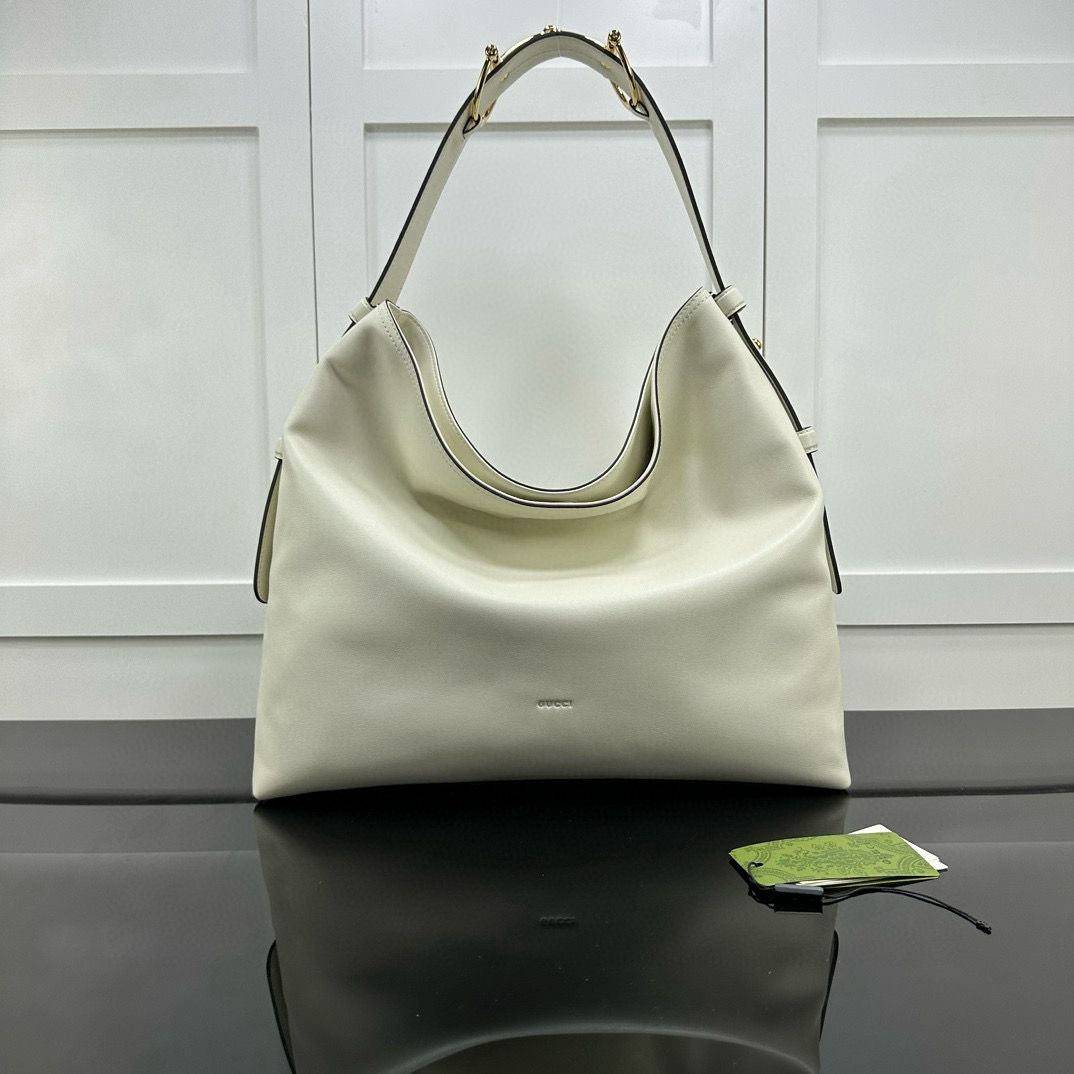 White Leather Beatrix Large Tote Bag