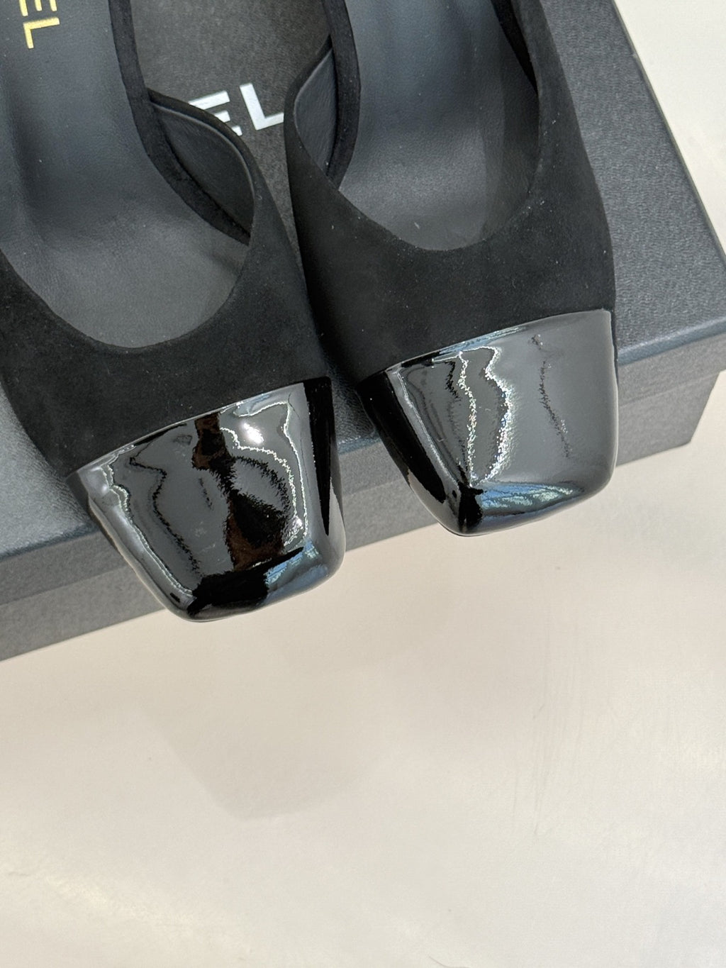 Black Suede & Patent Leather Mules