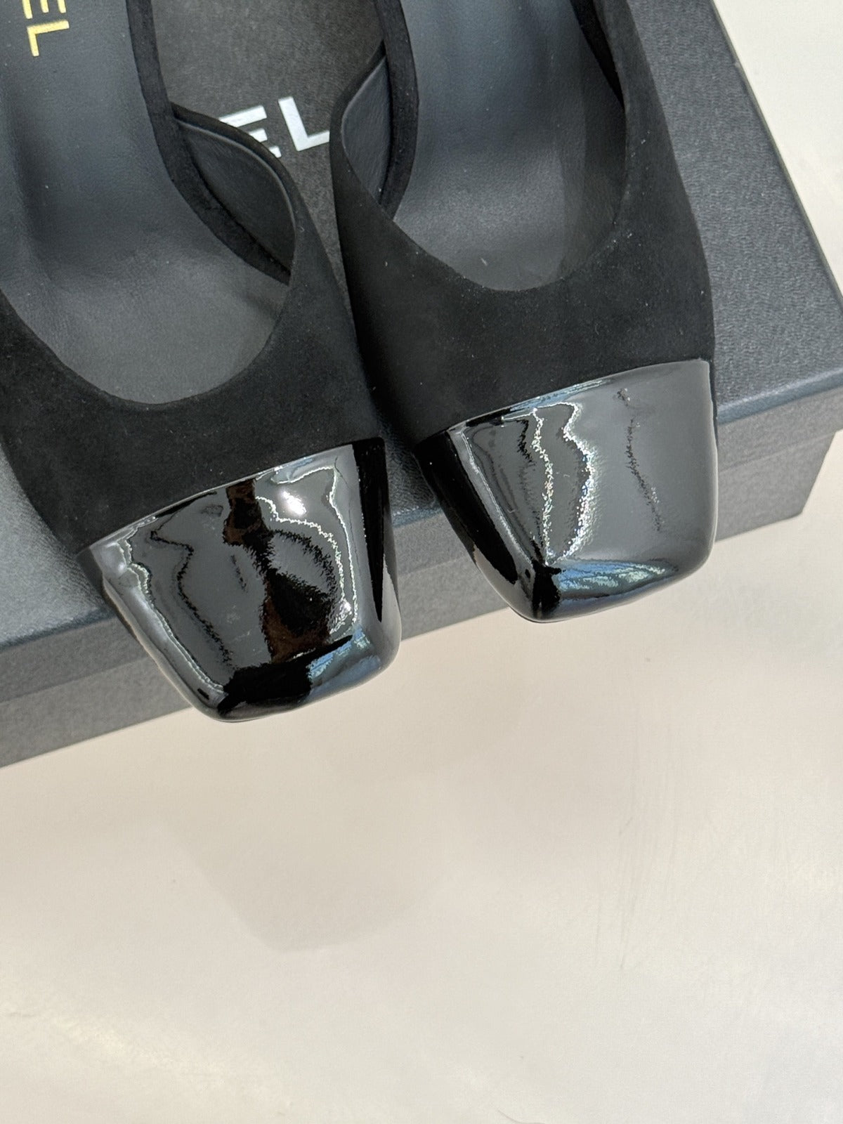 Black Suede & Patent Leather Mules