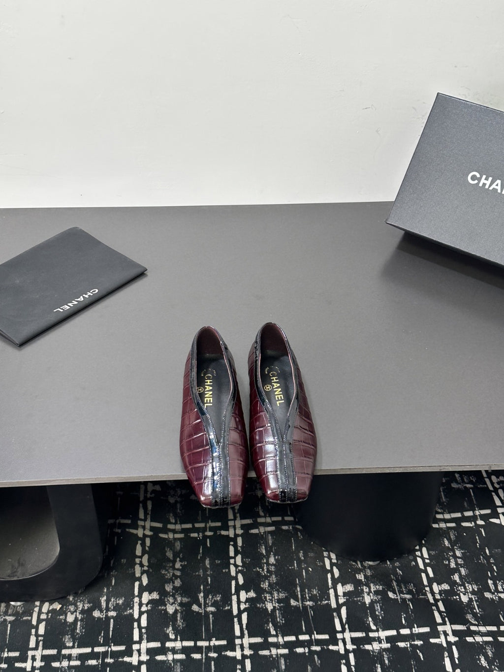 Burgundy & Black Ballet Flats