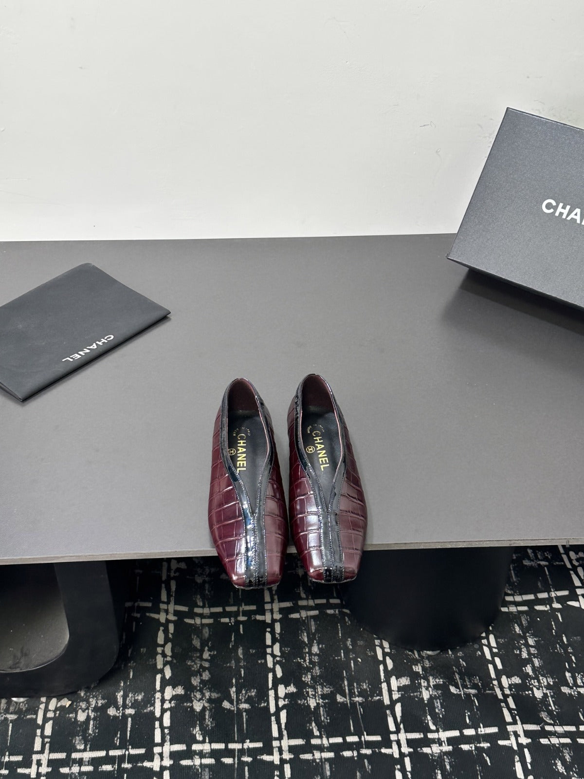 Burgundy & Black Ballet Flats