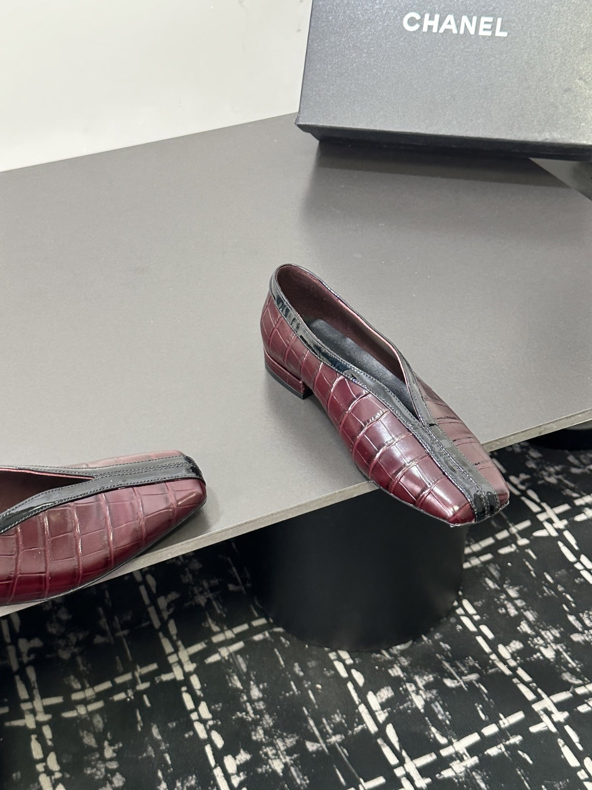 Burgundy & Black Ballet Flats