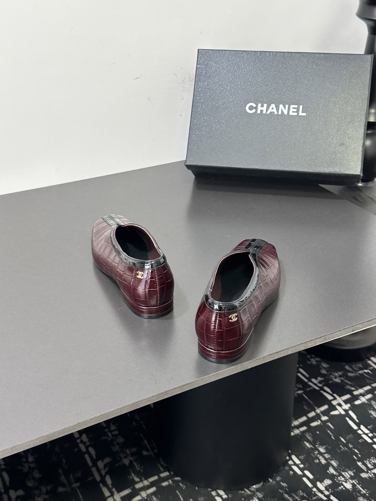 Burgundy & Black Ballet Flats