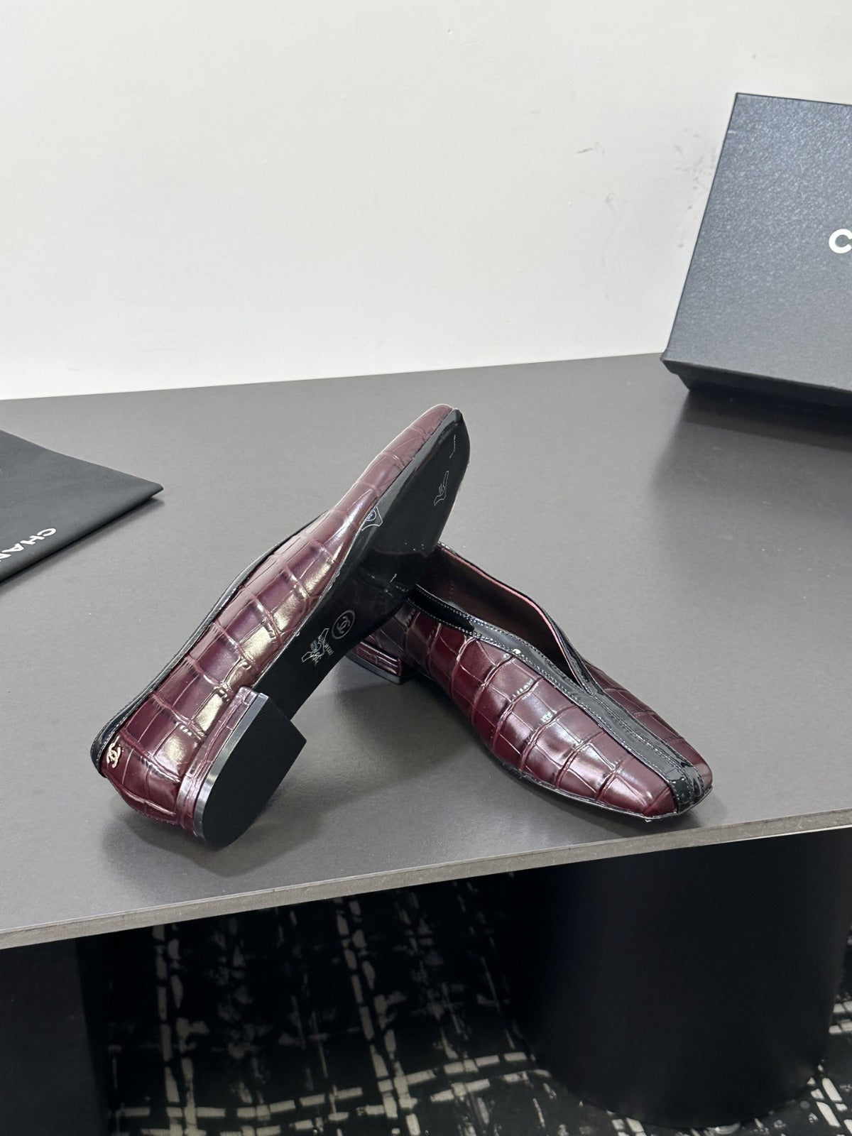 Burgundy & Black Ballet Flats
