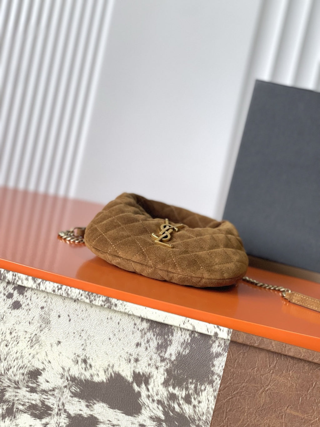 Caramel Cognac Icarino Mini In Quilted Suede