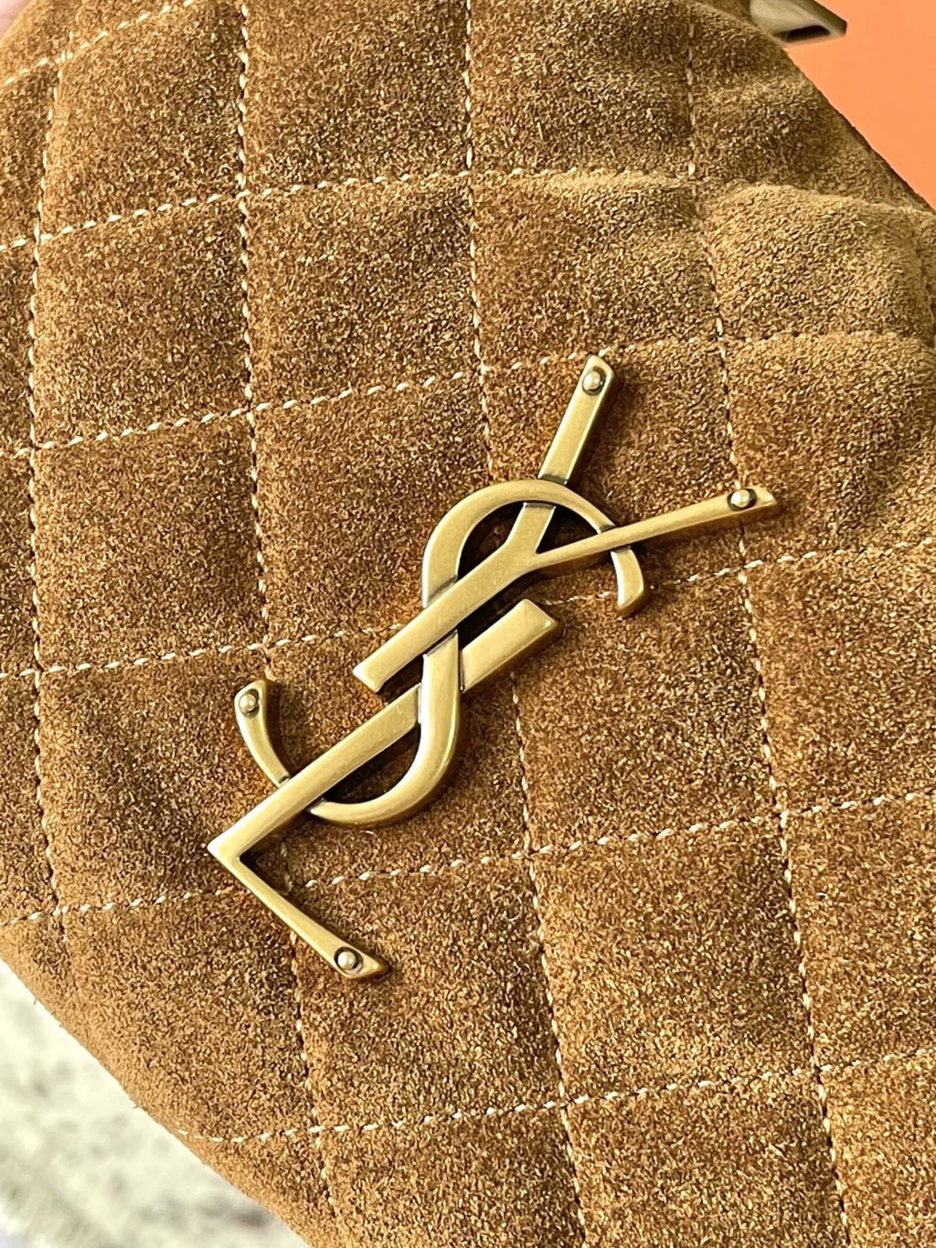 Caramel Cognac Icarino Mini In Quilted Suede