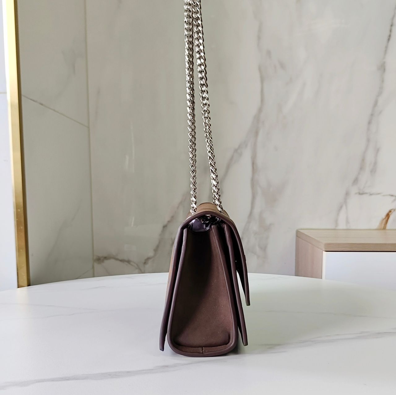 KIRA TURNLOCK SUEDE SHOULDER BAG