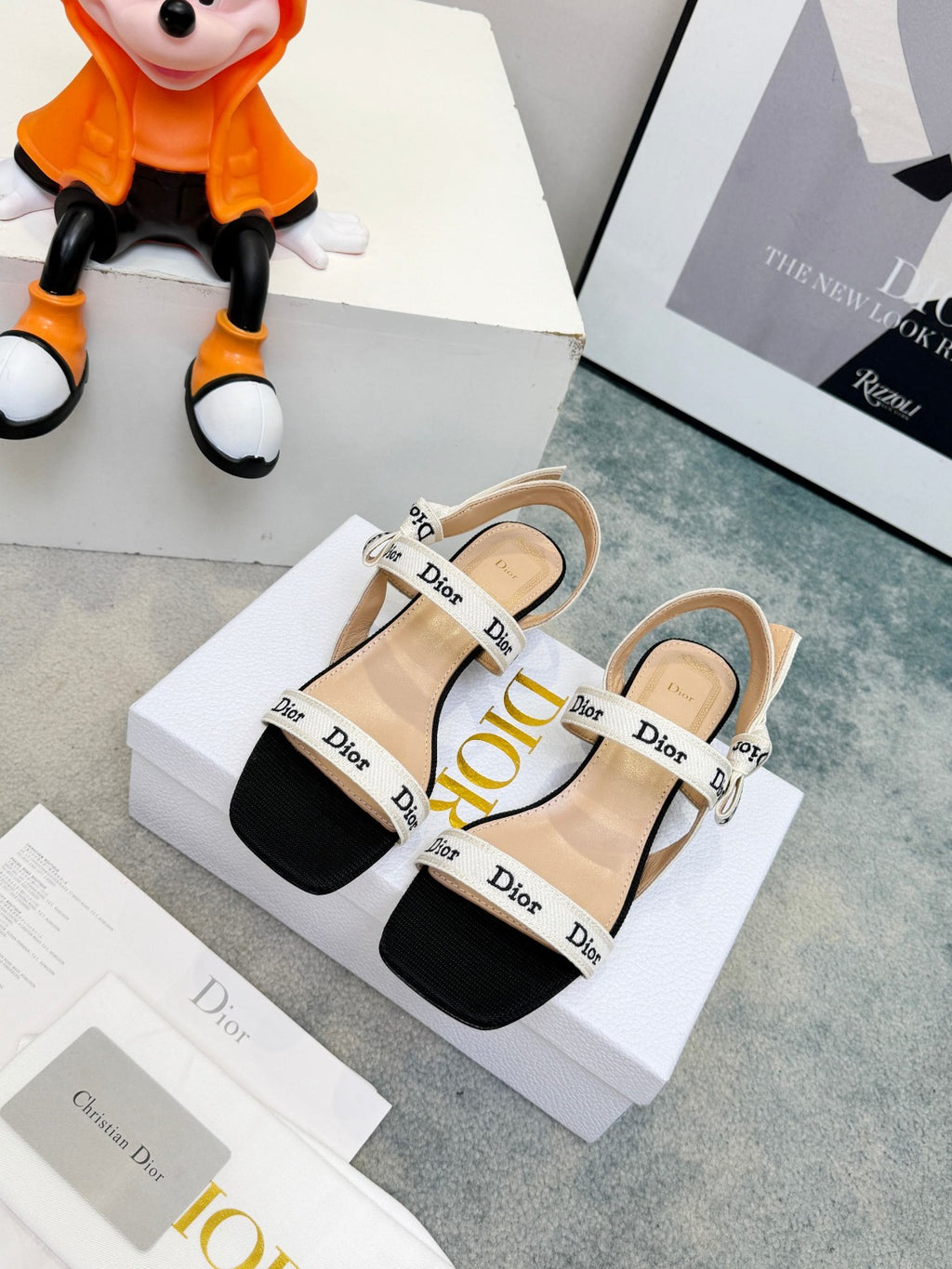 Black Embroidered Cotton Sandal With Straps