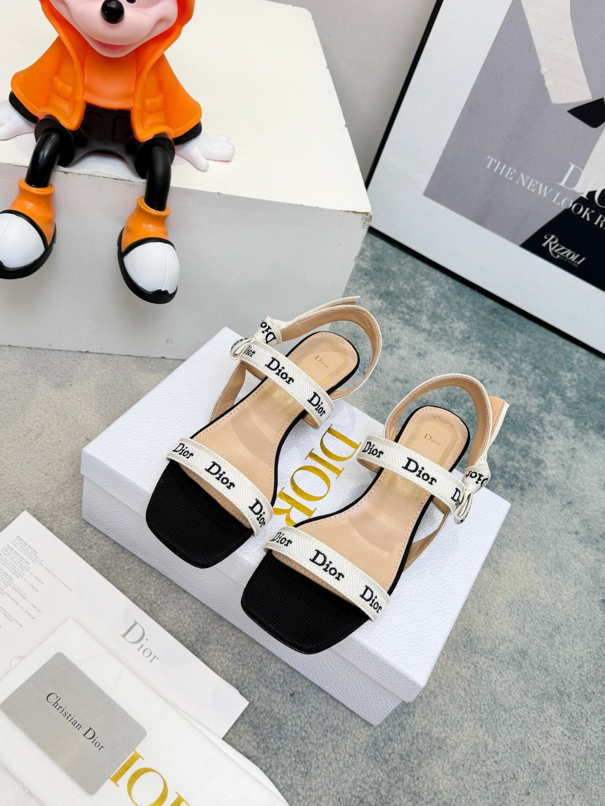 Black Embroidered Cotton Sandal With Straps