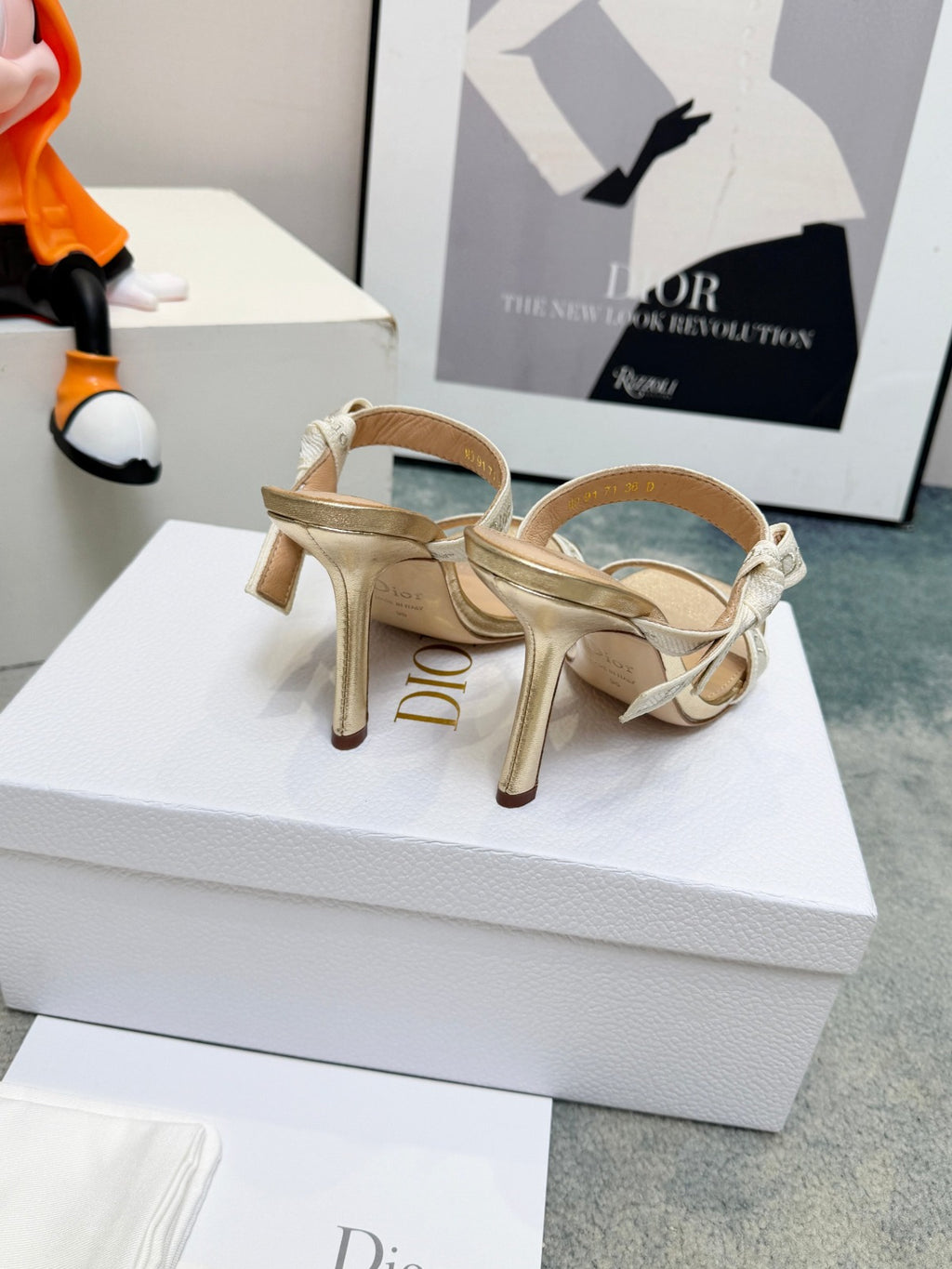 Gold-Tone Cotton Sandal With Straps