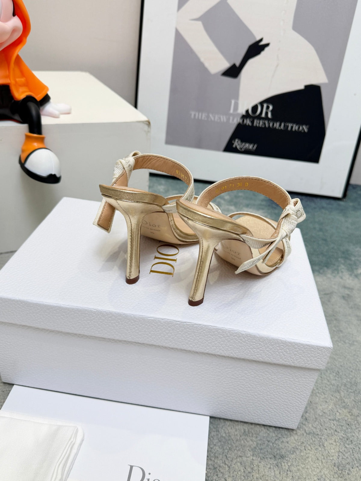 Gold-Tone Cotton Sandal With Straps