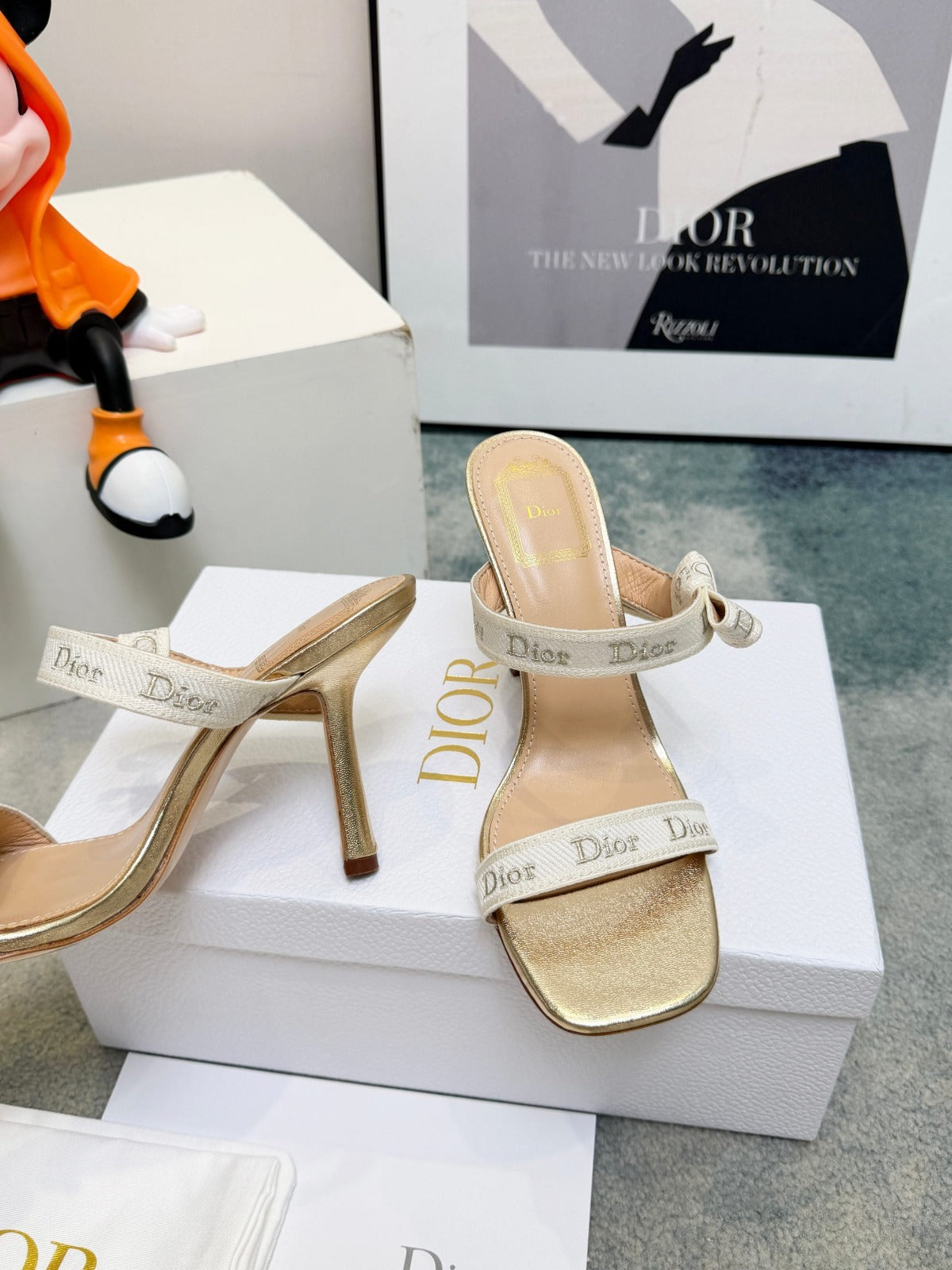 Gold-Tone Cotton Sandal With Straps