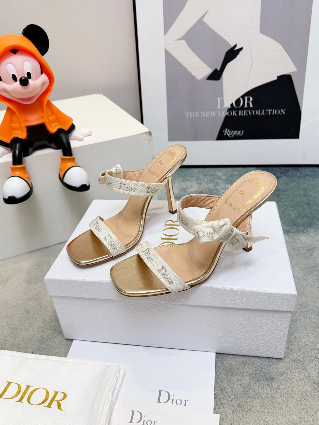 Gold-Tone Cotton Sandal With Straps