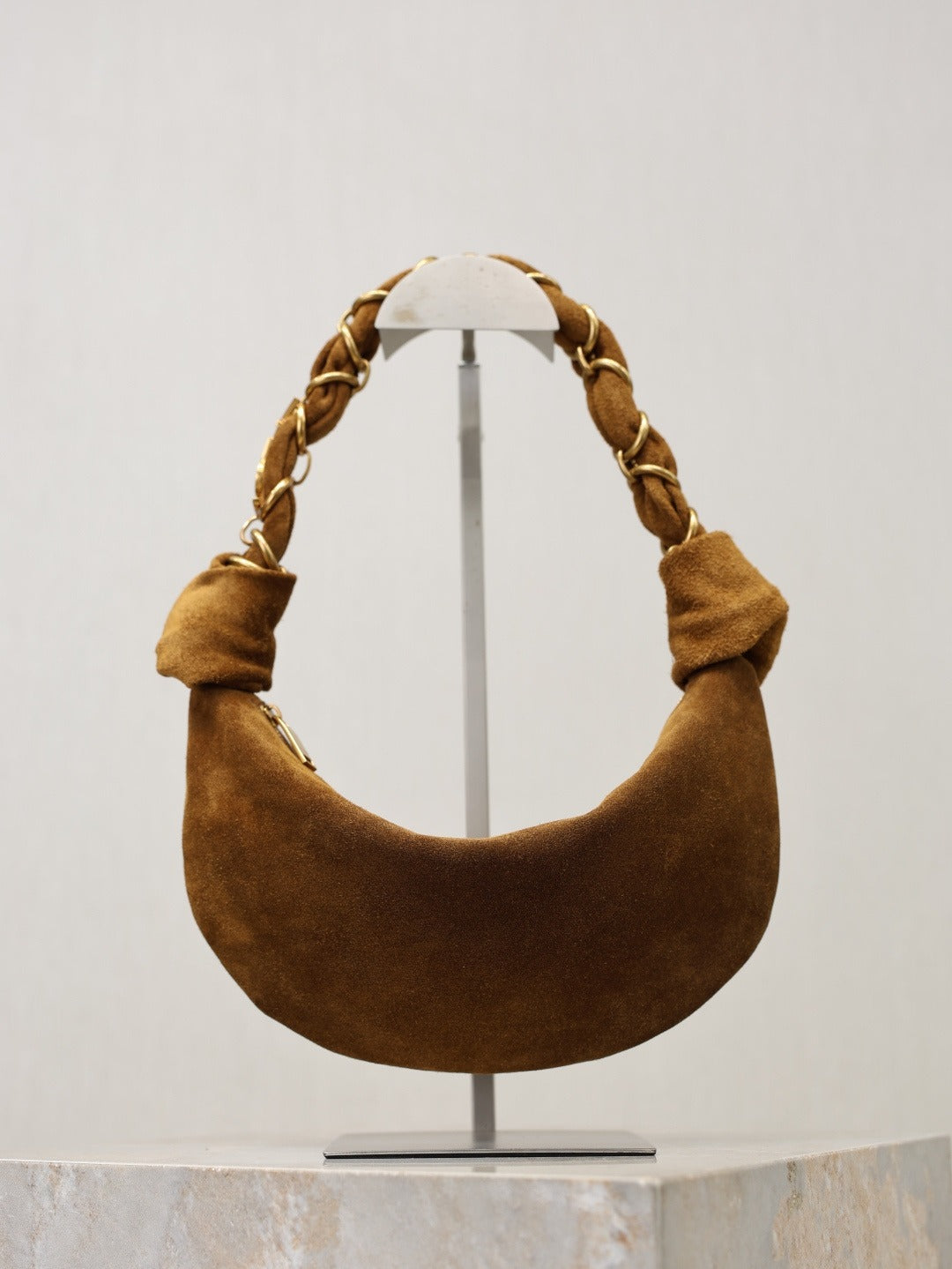 Caramel Cognac Amalia Mini Hobo In Suede
