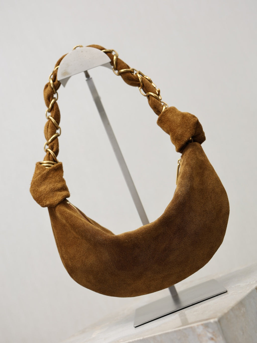 Caramel Cognac Amalia Mini Hobo In Suede