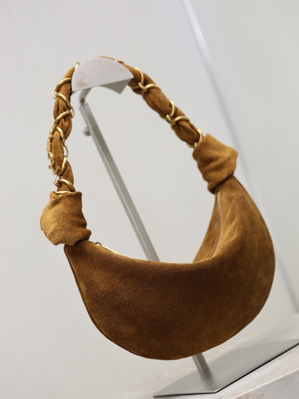 Caramel Cognac Amalia Mini Hobo In Suede