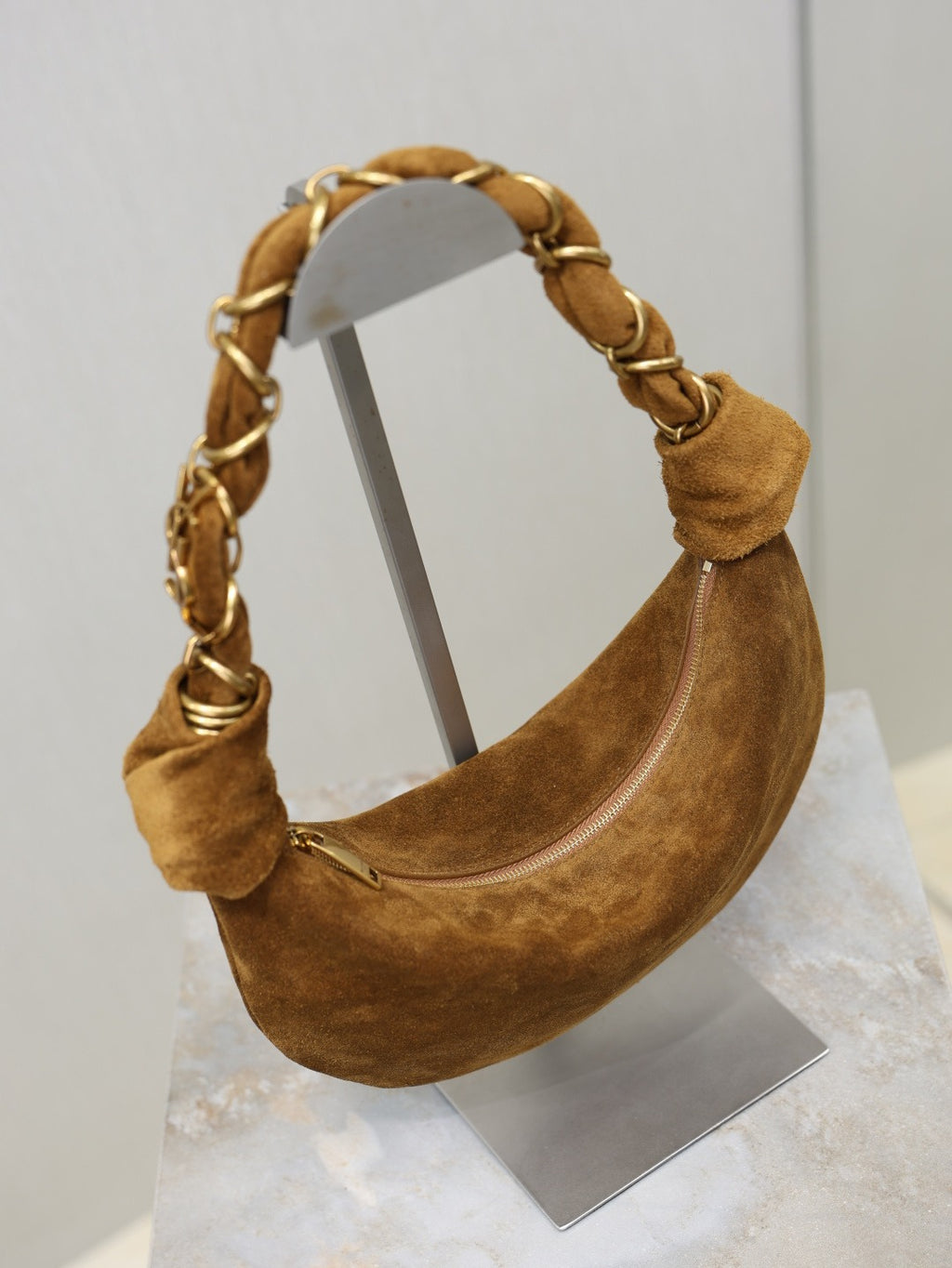 Caramel Cognac Amalia Mini Hobo In Suede