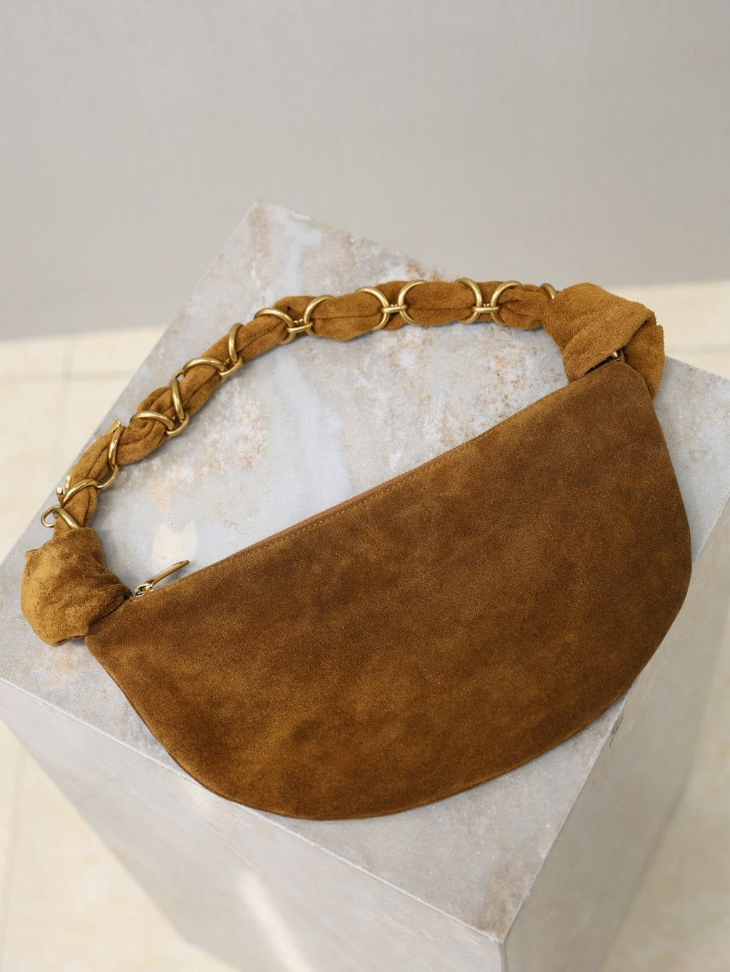 Caramel Cognac Amalia Mini Hobo In Suede