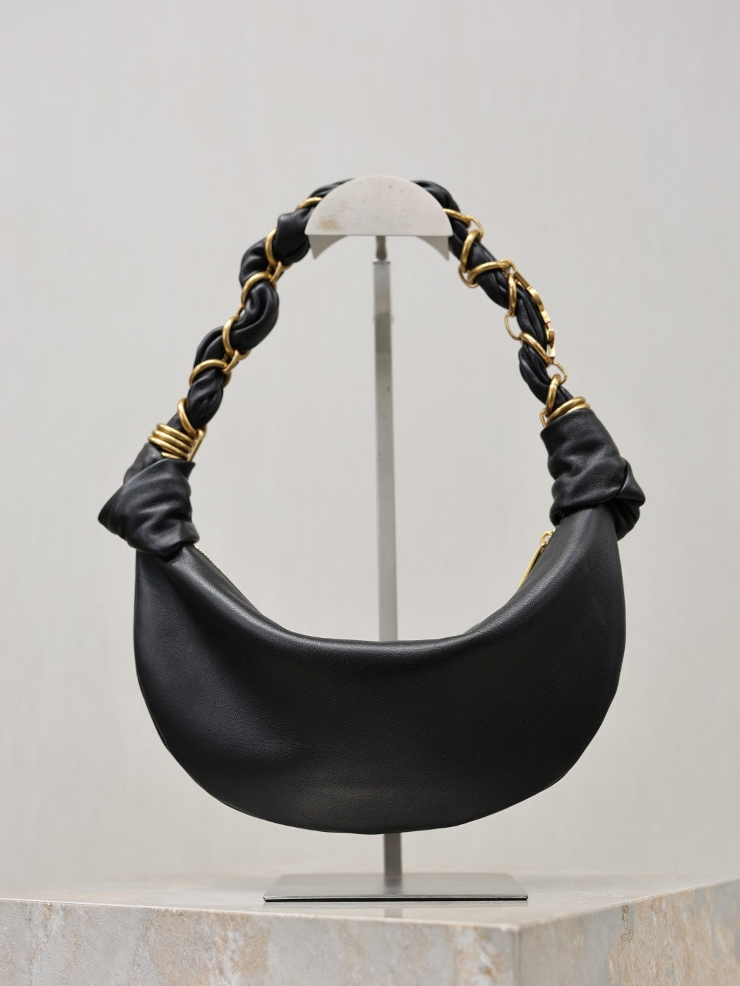 Black Amalia Mini Hobo In Leather