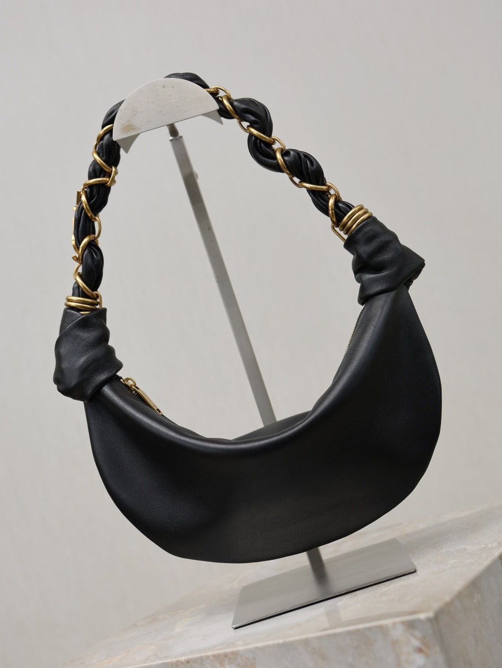 Black Amalia Mini Hobo In Leather