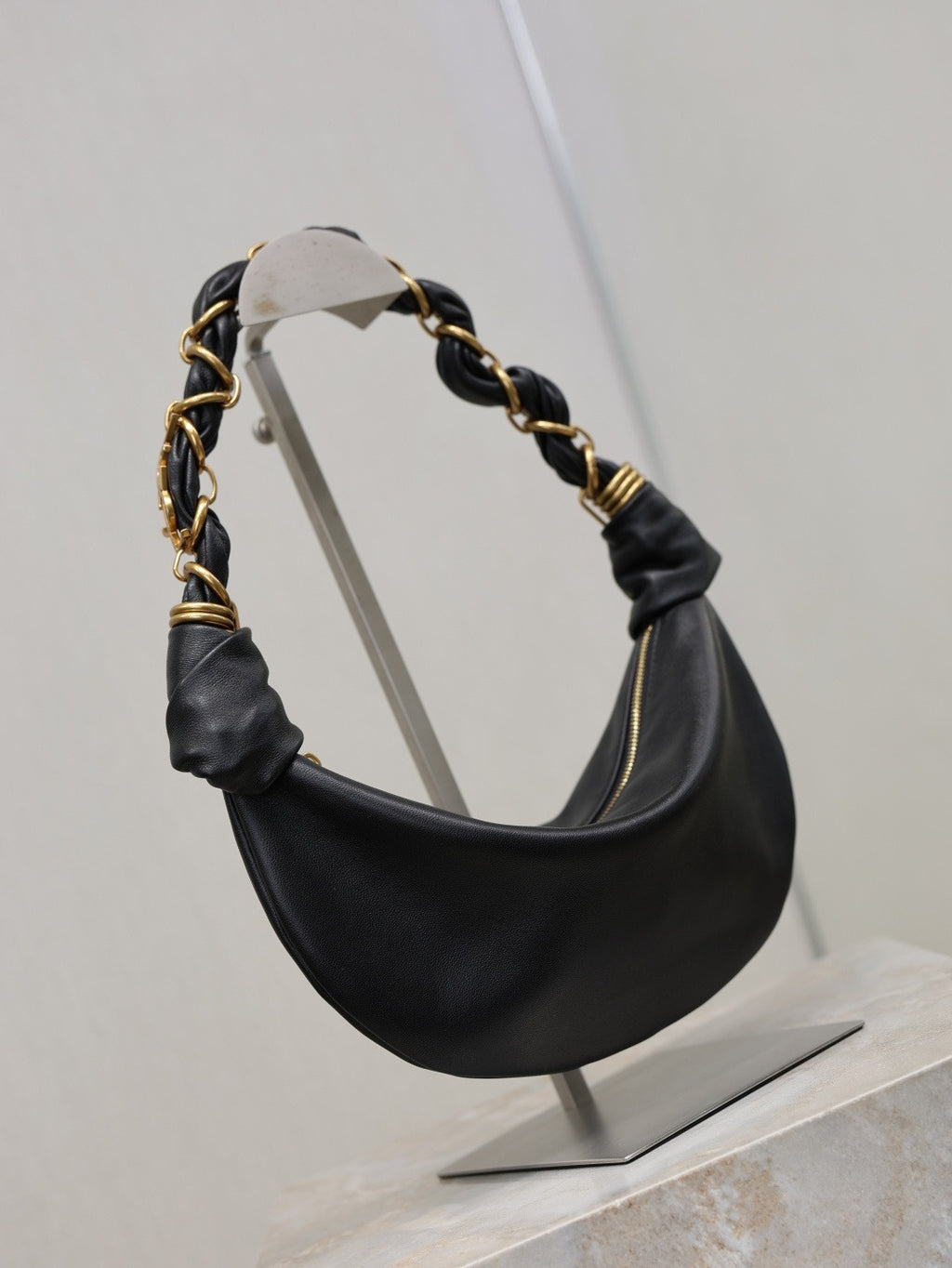 Black Amalia Mini Hobo In Leather