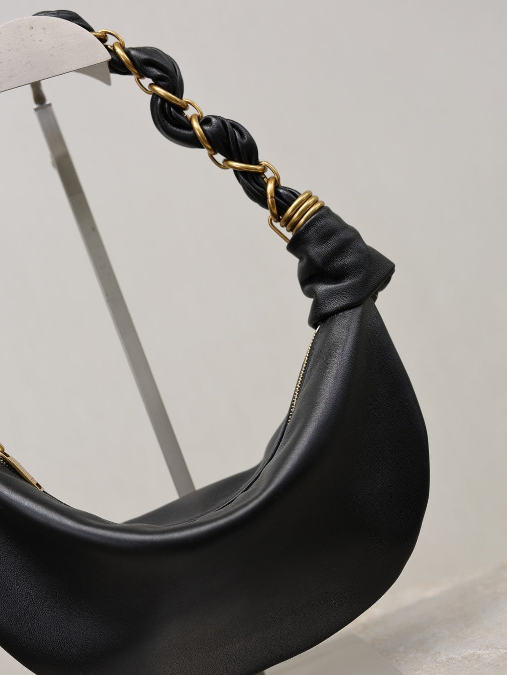Black Amalia Mini Hobo In Leather