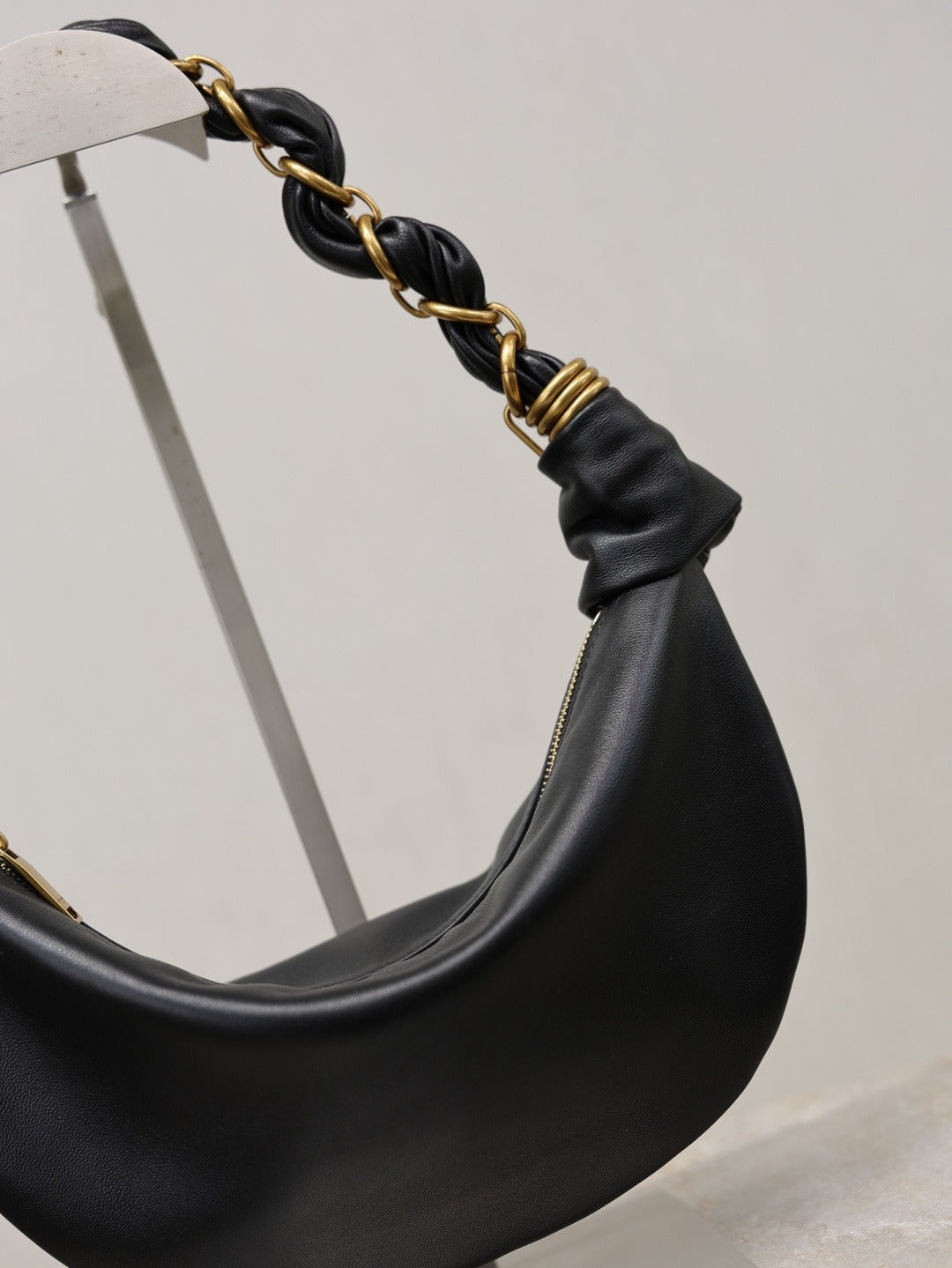 Black Amalia Mini Hobo In Leather
