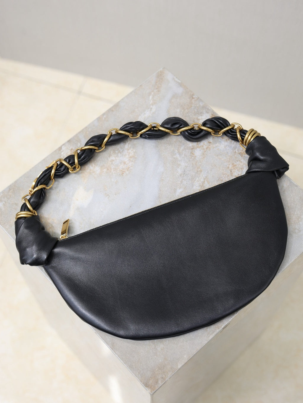 Black Amalia Mini Hobo In Leather