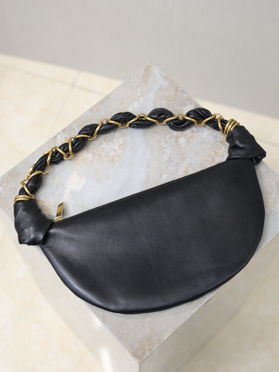 Black Amalia Mini Hobo In Leather