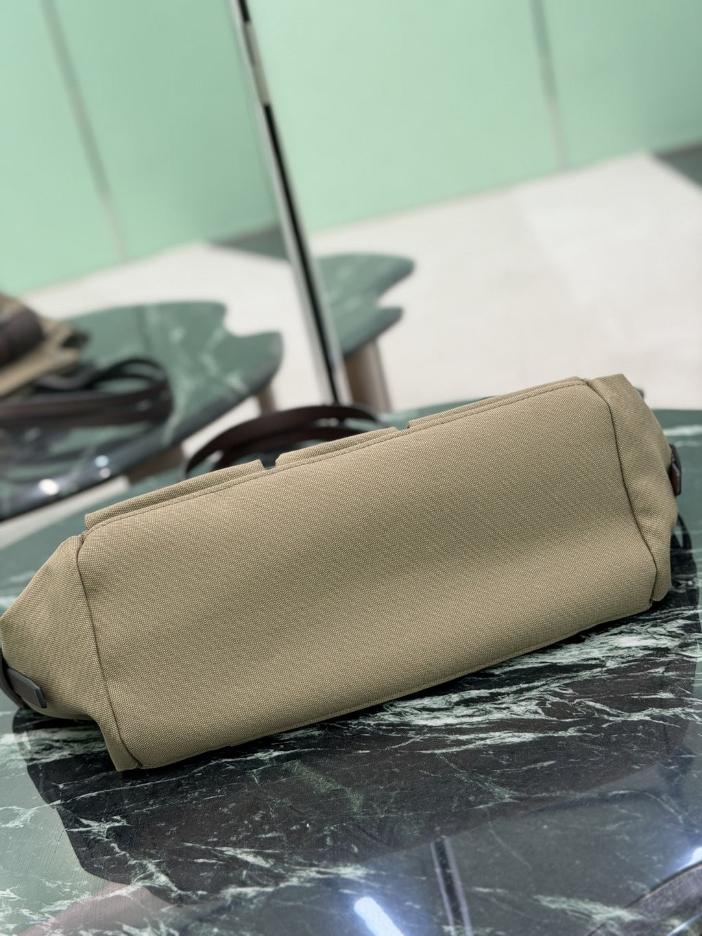Forest Green Route Large Canvas & Leather Tote Bag