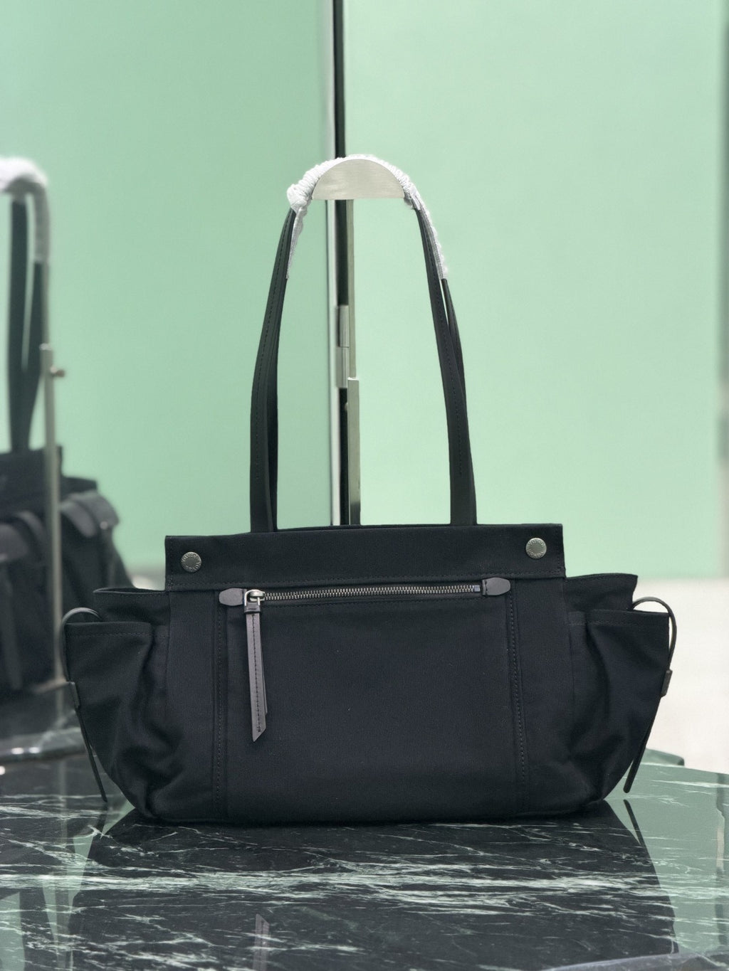 Black Route Large Canvas & Leather Tote Bag
