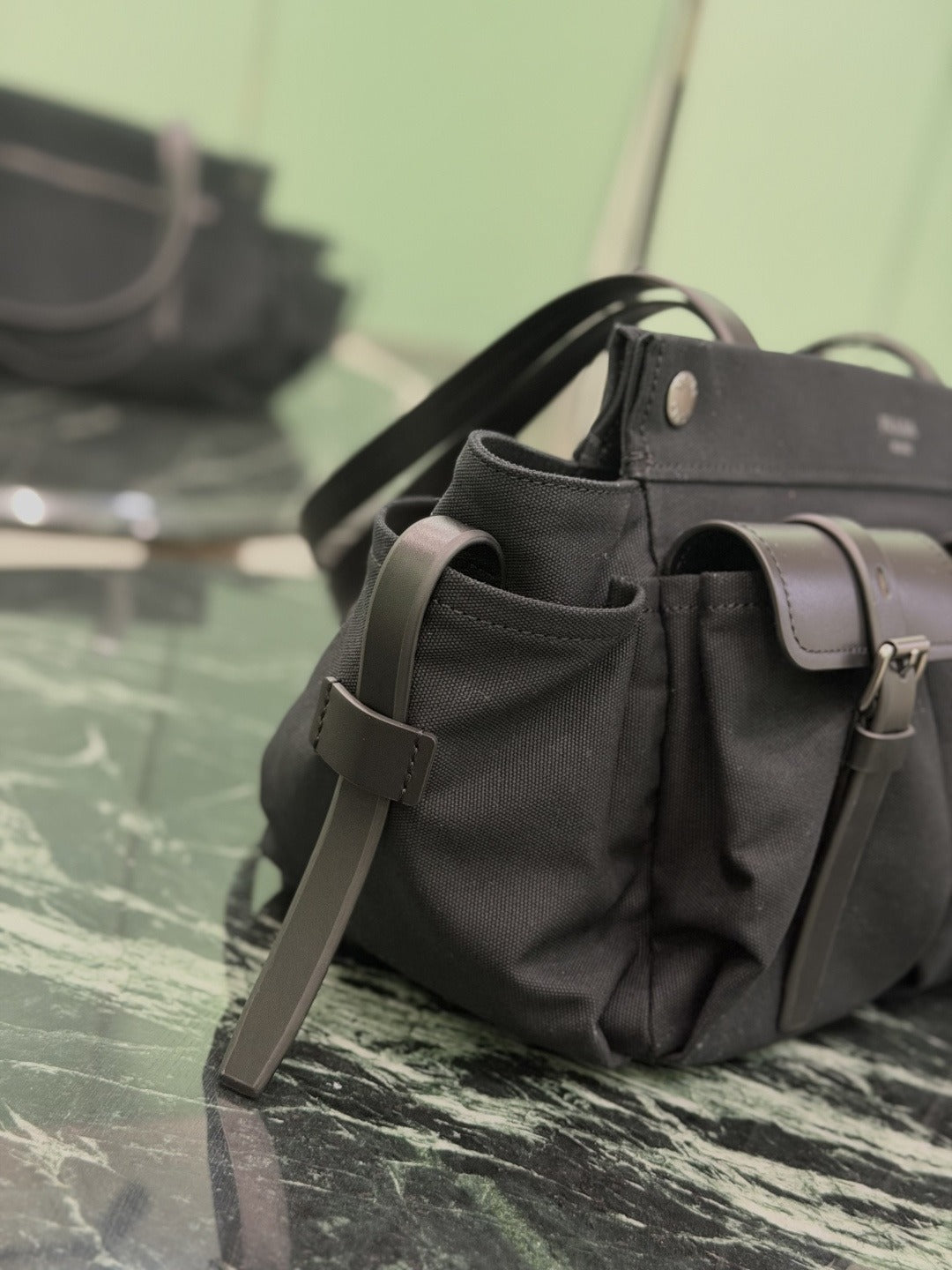 Black Route Large Canvas & Leather Tote Bag