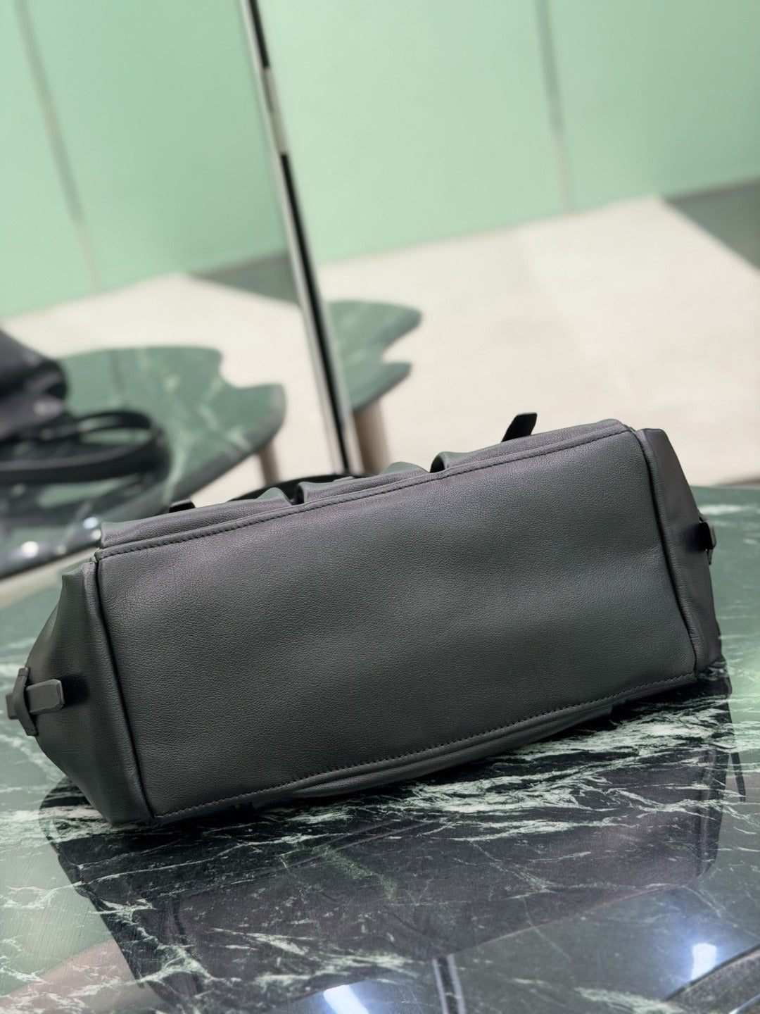 Black Route Large Leather Tote Bag