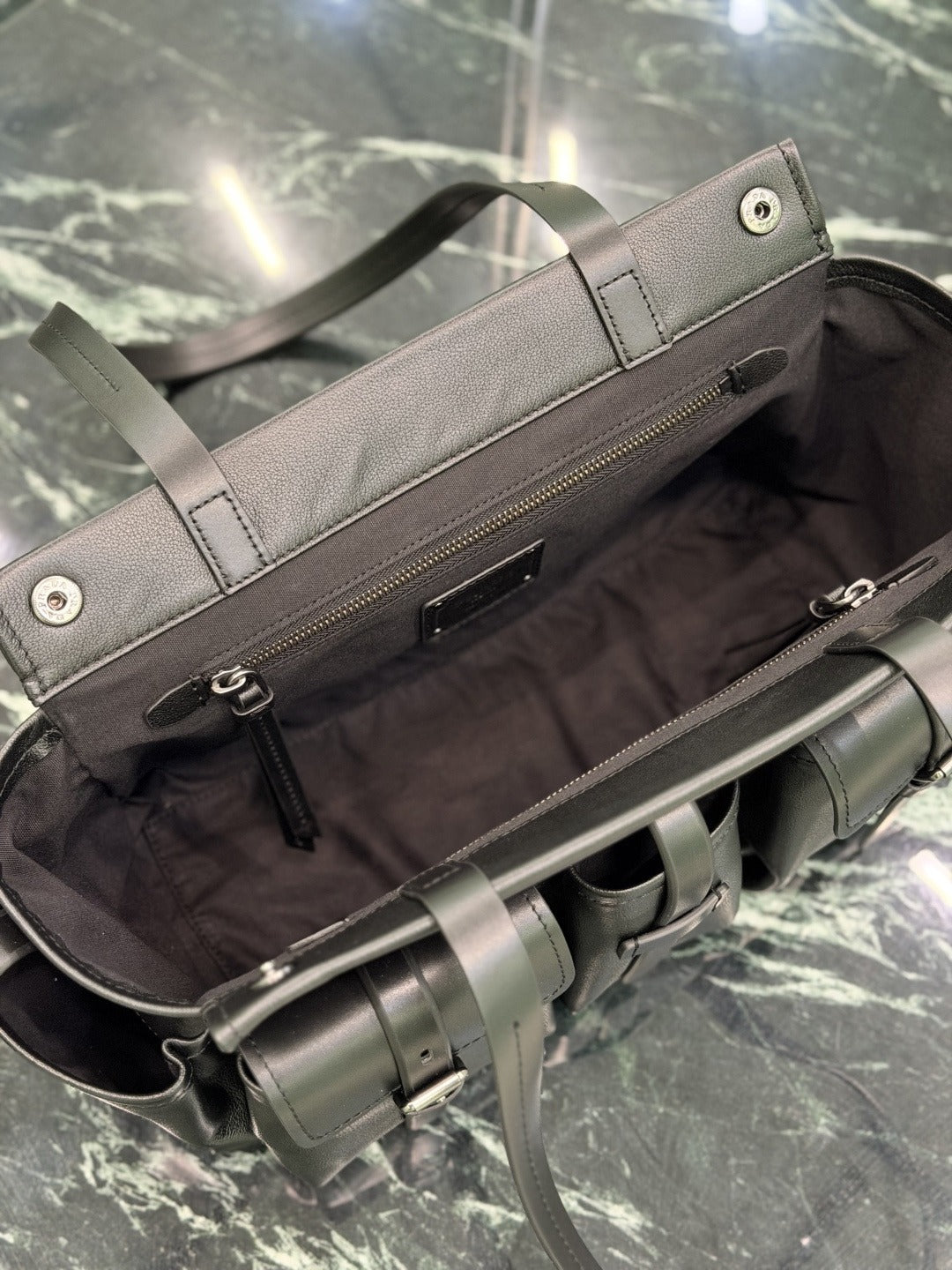 Black Route Large Leather Tote Bag