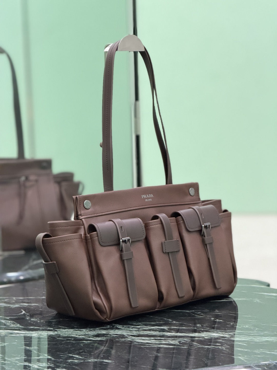 Cocoa Brown Route Large Leather Tote Bag