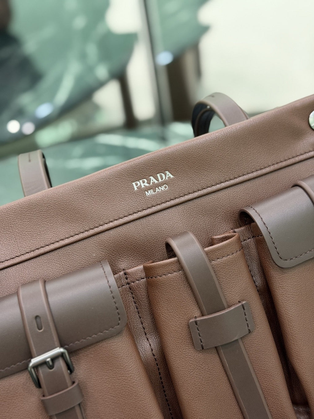 Cocoa Brown Route Large Leather Tote Bag