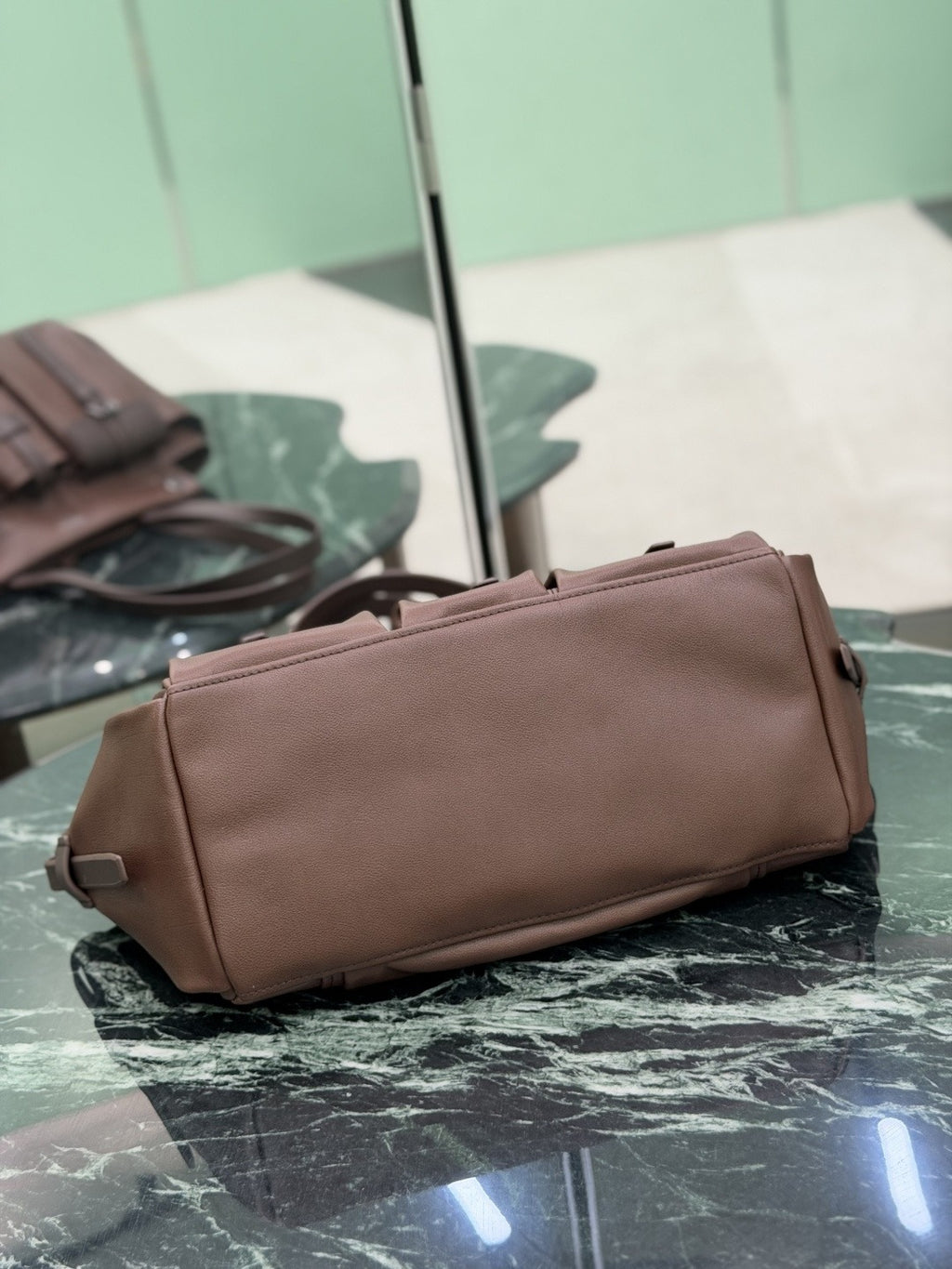 Cocoa Brown Route Large Leather Tote Bag