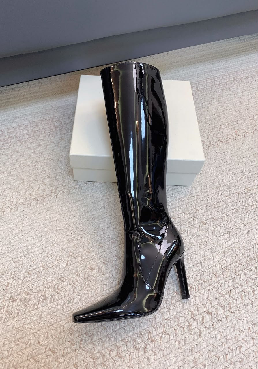 Black Francoise Boots In Patent Leather 4