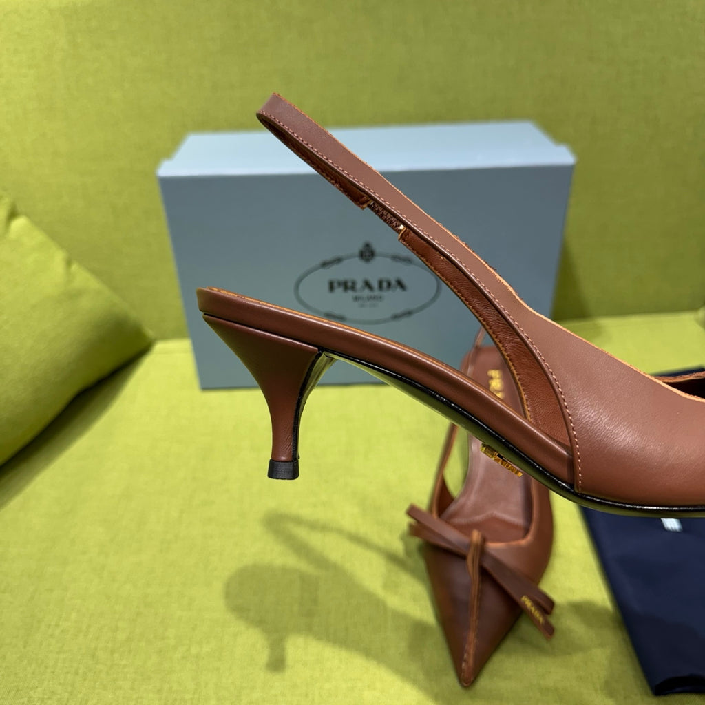 Cocoa Brown Leather Slingback Pumps