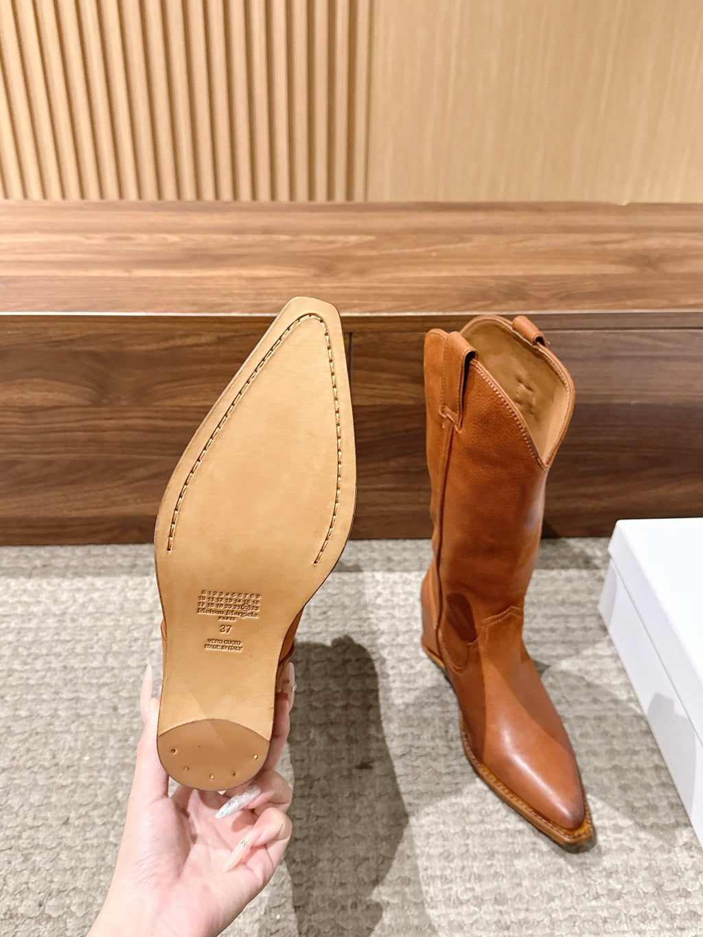 Cognac Heel-Less Western Boots