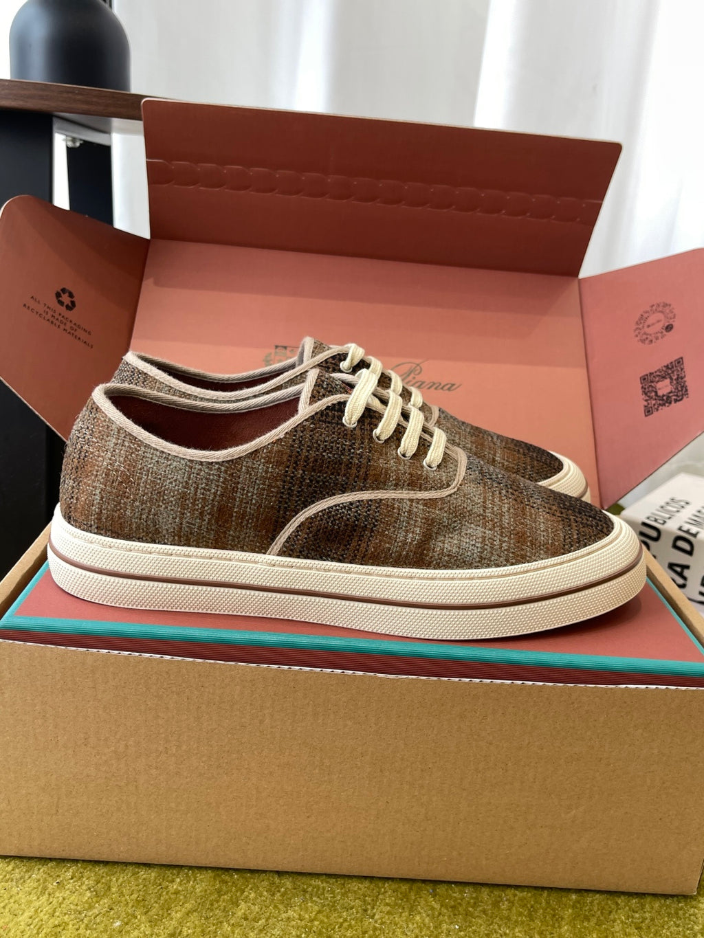Men's Orange And Burnt Check Nantucket Walk Sneaker