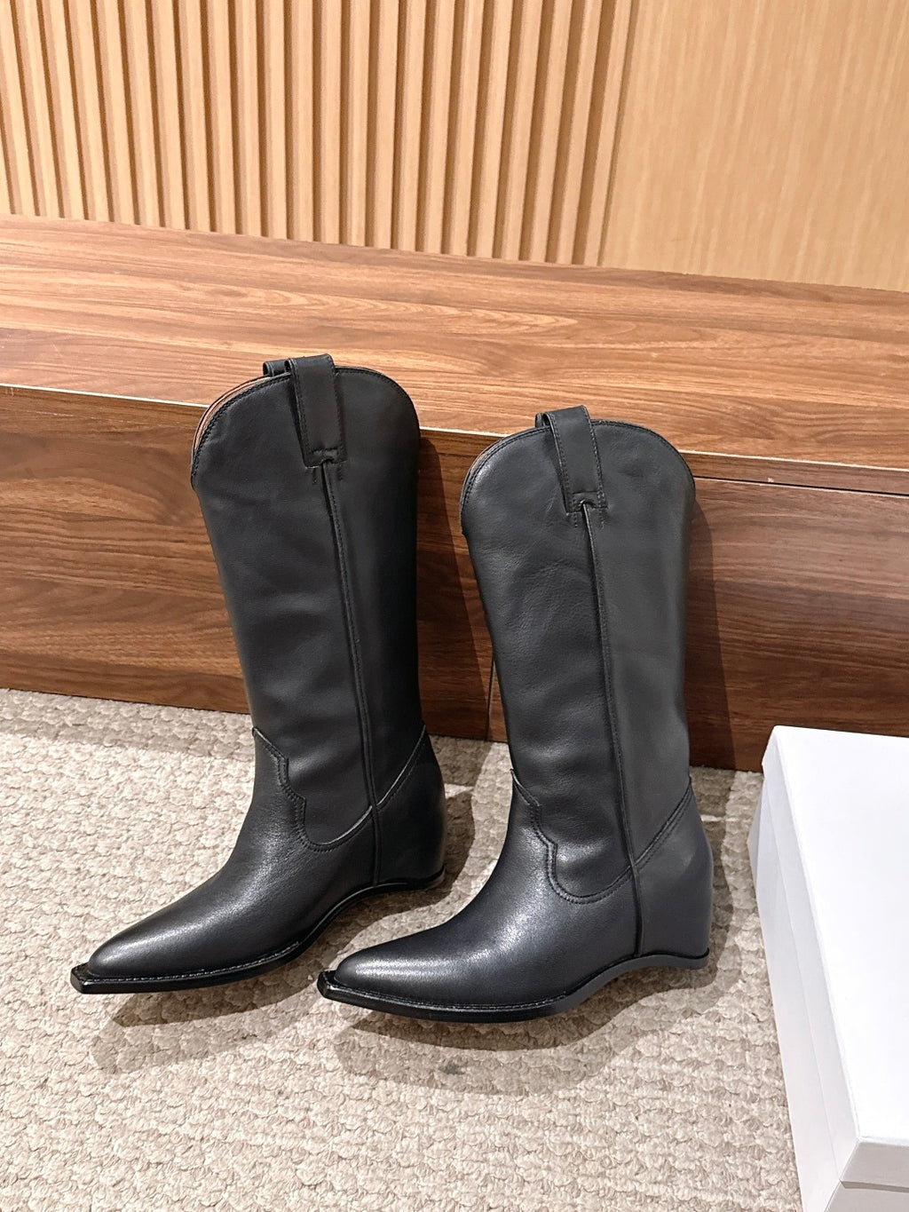 Black Heel-Less Western Boots