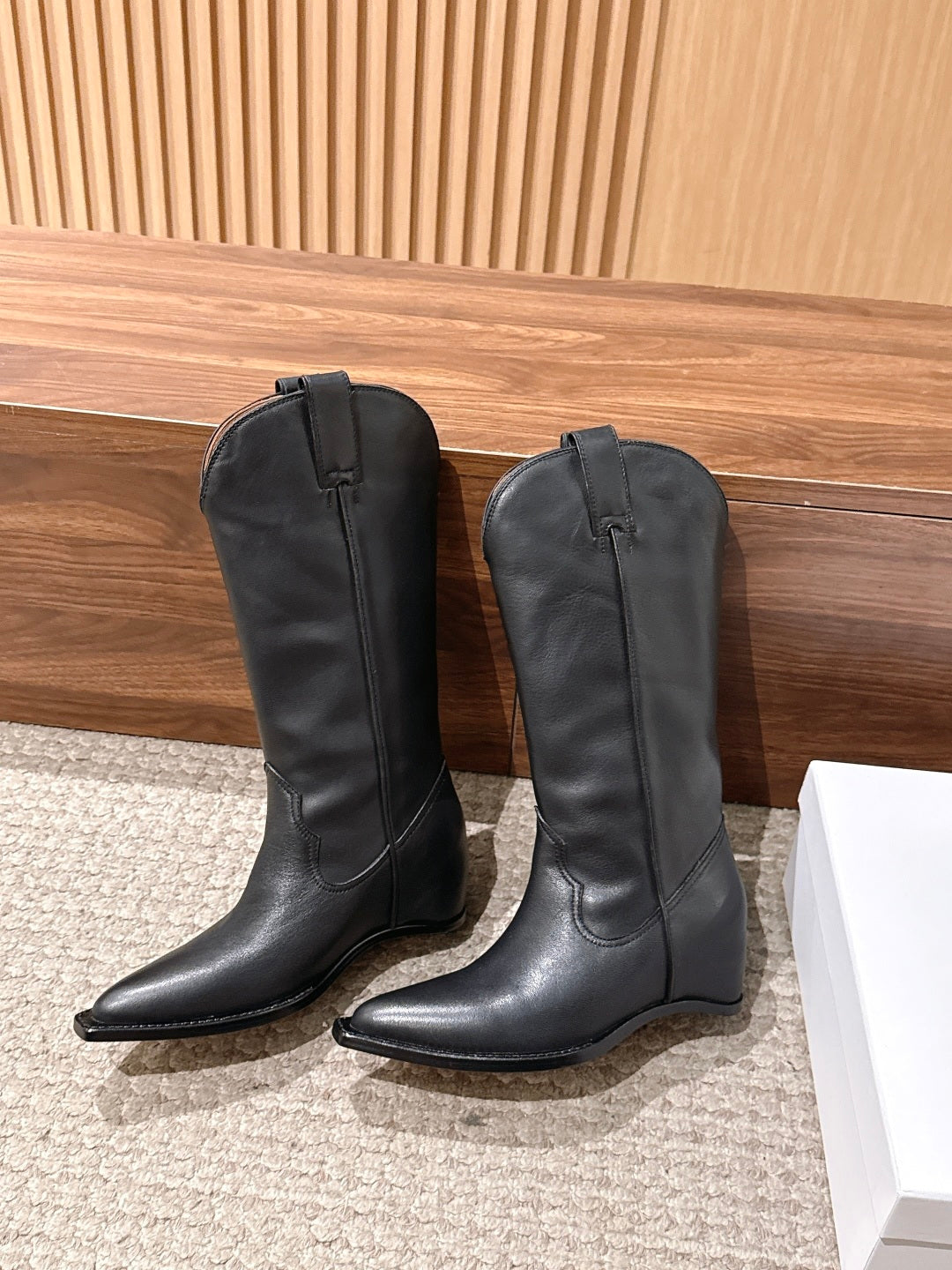 Black Heel-Less Western Boots