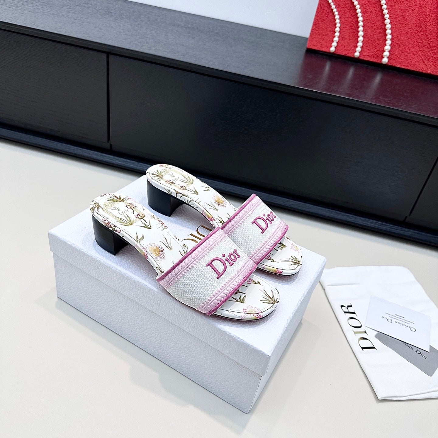 White & Songe Pink Dway Heeled Slide